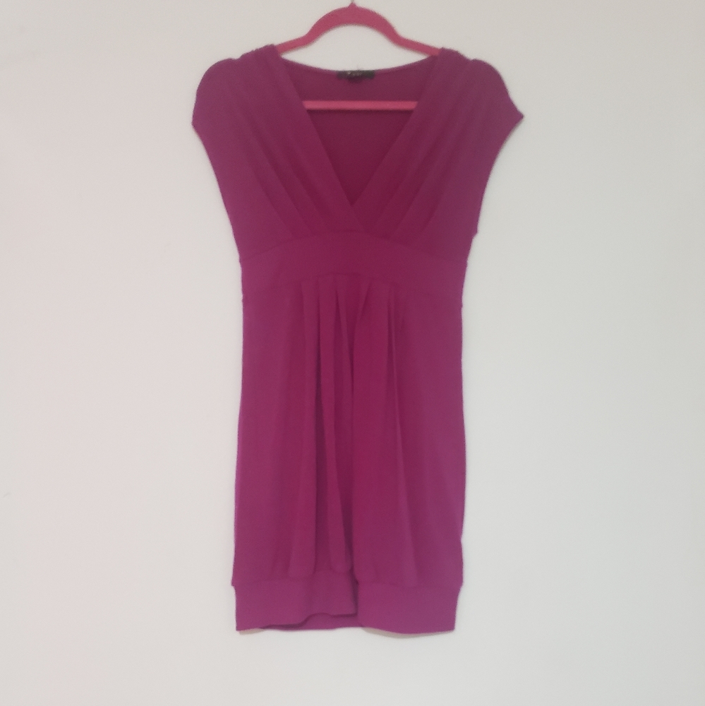 Violet purple v neck stretch Sleeveless mini dress or long top medium